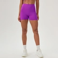 Hoch taillierte lila Yoga-Shorts aus nahtlosem, elastischem und schnell trocknendem Stoff - S / Elektrisches Lila