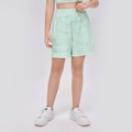 Kids breathable mint green camo print loose sports shorts with elastic waistband - 120 / Green