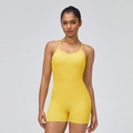 Tuta da yoga giallo brillante per donna con schiena incrociata e vestibilità aderente - S / Giallo Calendula