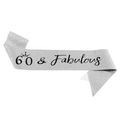 Fascia di compleanno glitterata argento con scritta nera 60 & Fabulous e corona - Taglia unica / Argento 60 (JD152)