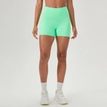High-waisted compression yoga shorts in mint green, stretchy quick-dry fabric for fitness - S / Bottoms / New Leaf Green