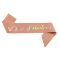Fascia glitter oro rosa con scritta olografica 21 & Fabulous per il 21esimo compleanno - Taglia unica / Oro Rosa Olegrafico 21 (JD149)