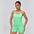 Tuta da yoga intera verde menta aderente con spalline sottili e design push up - S / Verde Foglia Nuova