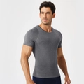 T-shirt compressione sport uomo grigio scuro melange per allenamento fitness - S / Grigio Melange