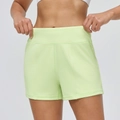 Hellgrüne Fitness-Shorts mit hohem Bund und Seitentaschen für Yoga und Laufen - S / Obstgrün