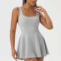 Grey sleeveless tennis dress in high-stretch quick-dry fabric for women - S / Dresses / Fog Grey
