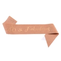 Rose gold glitter sash with 40 & Fabulous gold text and crown for 40th birthday parties - One Size / Rose Gold 40 (JD150)