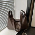 Grand sac cabas en simili cuir marron foncé avec design hobo pour le quotidien - Marron