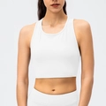 White ribbed racerback yoga tank top for women with slim fit and high elasticity texture - XS / Tops / White
