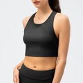 Women's black ribbed high-elastic yoga tank top featuring a slim fit and racerback - 2XL / Tops / Black