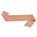 Rose gold 60 & Fabulous glitter birthday sash with gold lettering for celebrations - One Size / Rose Gold 60 (JD152)