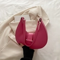 Chic hot pink crescent shoulder bag in smooth vegan leather for modern summer fashion - Rose Pink