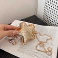 Sac de soirée chic en forme d'étoile dorée avec strass et bandoulière chaîne - Étoile Or