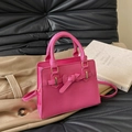 Sac à main chic rose fuchsia avec nœud et détails dorés pour femme en bandoulière - Rose rose