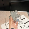 Sparkling silver star-shaped crossbody bag with rhinestones and metal chain strap - Silver Stars