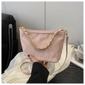 Pink fabric handbag with thick gold chain detail and CAISLSC logo embossing - Pink Without Pendant