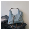 Borsa hobo blu con spalline marroni e borsellino rotondo rimovibile in pelle sintetica - Blu