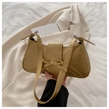 Bolso de hombro minimalista oro champán con lazo en cuero mate de alta calidad - Dorado