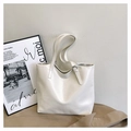 Minimalist white faux leather tote bag with adjustable straps for office commute - White