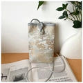 New Chinese style phone bag with silver embroidery and traditional landscape pattern - Blue
