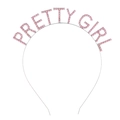 Rosa Strass PRETTY GIRL Haarreif mit silbernem Metallrahmen für Party-Styling - Rosa