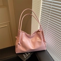 Sac cabas plissé rose brillant avec nœuds latéraux et finition en similicuir - Rose