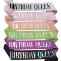 Glitter Birthday Queen sashes in six vibrant colors including rose gold and silver - Girl Style / Rose Gold
