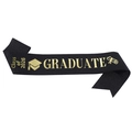 Écharpe de remise des diplômes Classe 2026 noire et dorée avec paillettes pour la fête - Promotion 2026 Noir Or