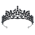 Vintage black Baroque crystal crown with rhinestones for gothic wedding or prom queens - Gun Black Zirconia