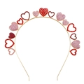Cerchietto dorato con strass rossi e cuori glitterati rosa per San Valentino - Cerchietto a Cuore (FG202)