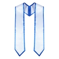 White graduation stole with blue satin trim for academic ceremonies 175cm sash - One Size / White with Blue Border