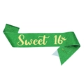 Écharpe verte scintillante pour 16ème anniversaire avec lettrage doré et couronne - Taille unique / Vert Avec Texte Doré (16 Ans)
