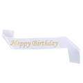 Witte satijnen Happy Birthday sjerp met elegante gouden letters voor feestjes - Wit Met Gouden Letters