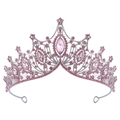Couronne élégante en argent pour femmes avec cristaux roses étincelants et pierres marquise - Argent/Zircone Rose