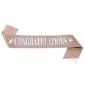 Glittery rose gold congratulations sash with holographic lettering and crown icons - Rose Gold Rainbow
