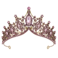 Couronne vintage dorée avec cristaux roses pour mariages et soirées de gala - Or Zircon Rose