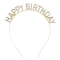 Cerchietto Happy Birthday dorato con strass brillanti per feste di compleanno - Oro