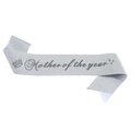 Écharpe pailletée argentée Mother of the Year avec texte noir pour fête des mères - Taille unique / Argent avec strass noir