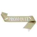 Gold glitter Prom Queen sash with iridescent laser lettering for party celebrations - Gold Iridescent