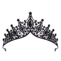 Couronne gothique en cristal noir avec pierres marquises pour fête de mariage - Noir fusil zircon