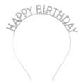 Elegante cerchietto per compleanno argento con strass scintillanti e scritta Happy Birthday - Argento