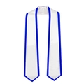 72-inch graduation honor stole in white satin fabric with navy blue contrast trim - 182cm / White with Blue Border
