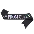 Sparkling black glitter Prom Queen sash with elegant holographic silver lettering - Holographic Black