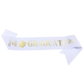 Écharpe blanche pailletée Class of 2025 avec texte GRADUATE doré pour la remise des diplômes - Promotion 2025 Blanc Or