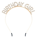 Golden Birthday Girl headband featuring clear rhinestones for party accessories - Gold