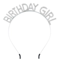 Elegant silver Birthday Girl rhinestone headband accessory for women party favors - Silver