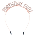 Rose gold birthday girl headband with sparkling white rhinestones for party wear - Rose Gold
