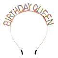 Rose gold Birthday Queen headband with multi-colored rhinestones and protective end caps - Birthday Queen Multicolor Headband