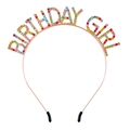 Rosegoldenes Birthday Girl Stirnband verziert mit lebhaften bunten Strasssteinen - bunt