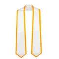 Official white graduation stole with vibrant orange trim and elegant pointed end design - 182cm / White with Gold Edge